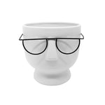 Sagebrook Home 6"H Face W/Glasses Planter, White
