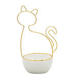 Sagebrook Home Decorative Ceramic 10``H Cat Trinket Tray, White