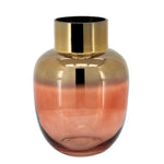 Sagebrook Home Glass 10"H Metallic Vase, Pink/Gold