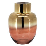 Sagebrook Home Glass 12"H Metallic Vase, Pink/Gold