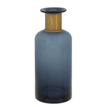 Sagebrook Home 15837-02 12" H Glass Vase with Gold Band, Blue