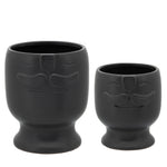 Sagebrook Home 15840 6"/7" Face Planter, Black, Set of 2