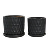 Sagebrook Home Set of 2, 5/6" Teardrop Planters W/ Saucer, Black