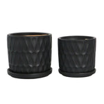 Sagebrook Home Set of 2, 5/6" Teardrop Planters W/ Saucer, Black