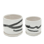 Sagebrook Home 15842-01 5"/6" Painted Planters with Saucer, White, Set of 2