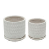 Sagebrook Home 15843-02 5"/6" Hammered Planters with Saucer, White, Set of 2