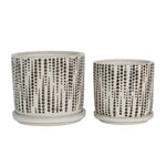 Sagebrook Home 15844-01 5"/6" Dotted Planters with Saucer, Beige, Set of 2