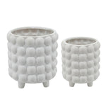Sagebrook Home Set of 2, 6/8" Bubble Planters, Matte White