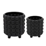 Sagebrook Home Set of 2, 6/8" Bubble Planters, Matte Black