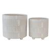 Sagebrook Home 15848-03 6"/8" Textured Planters, Shiny White, Set of 2