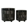 Sagebrook Home 15848-04 6"/8" Textured Planters, Shiny Black, Set of 2