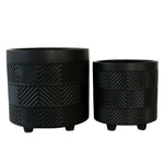 Sagebrook Home 15848-06 6"/8" Textured Planters, Matte Black, Set of 2