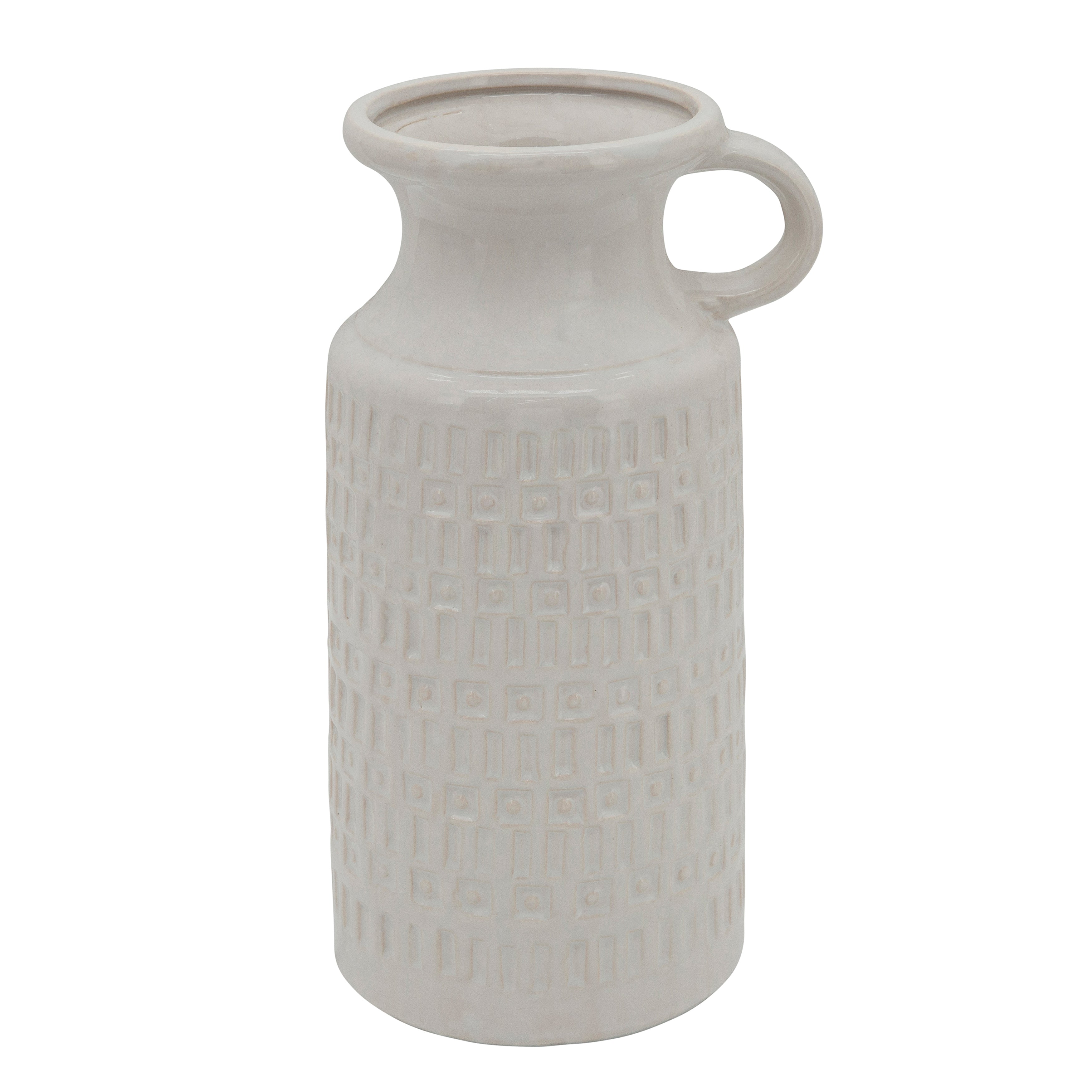 Sagebrook Home Ribbed Stoneware Pitcher - Thumbnail 3