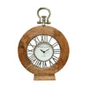 Sagebrook Home Mango Wood, 16``H Round Table Clock, Natural