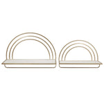 Sagebrook Home Set of 2 Wood/Metal Rainbow Style Sheves, Wht/Gld