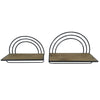 Sagebrook Home 15869-02 Wood/Metal Rainbow Style Shelves, Brown/Black, Set of 2