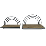 Sagebrook Home 15869-02 17" Wood/Metal Rainbow Style Shelves, Brown/Black, Set of 2