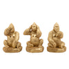 Sagebrook Home Resin, Set of 3 Hear, Speak, See No Evil Monkeys, Gold