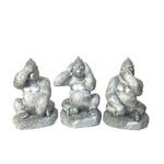 Sagebrook Home Resin, Set of 3 Hear, Speak, See No Evil Monkeys,Silver