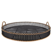 Sagebrook Home Set of 2 Bamboo 24/30`` Round Trays, Black