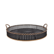 Sagebrook Home Set of 2 Bamboo 24/30`` Round Trays, Black