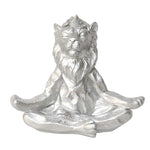 Sagebrook Home Resin 7" Yoga Lion, Silver