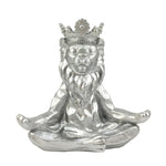 Sagebrook Home Resin 7" Yoga Lion W/ Crown, Silver