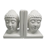 Sagebrook Home Set of 2 8`` Buddha Heads Bookends, White