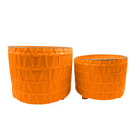 Sagebrook Home 15895-01 10"/12" Footed Etched Planter, Orange, Set of 2