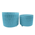Sagebrook Home   Set of 2, 10/12`` Footed Etched Planter, Skyblue