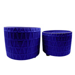 Sagebrook Home   Set of 2, 10/12`` Footed Etched Planter, Royal