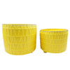 Sagebrook Home 15895-04 10"/12" Footed Etched Planter, Yellow, Set of 2