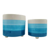 Sagebrook Home   Set of 2, 10/12" Footed Planter,  Blue