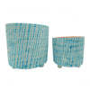 Sagebrook Home 15901-01 10"/12", Checkered Footed Planter, Green, Set of 2