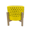 Sagebrook Home 15904-01 10" Dotted Planter with Wood Stand, Yellow
