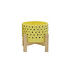 Sagebrook Home 15904-03  6" Dotted Planter with Wood Stand, Yellow