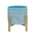 Sagebrook Home 8" Planter W/ Wood Stand, Blue