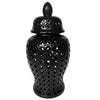 Sagebrook Home 15909-02 24" Cut-Out Clover Temple Jar, Black