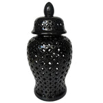 Sagebrook Home 15909-02 24" Cut-Out Clover Temple Jar, Black