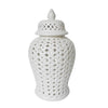Sagebrook Home 17`` Cut-Out Clover Temple Jar, White