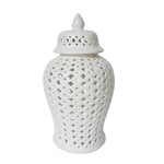 Sagebrook Home 17`` Cut-Out Clover Temple Jar, White