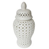 Sagebrook Home 15909-04 24" Cut-Out Clover Temple Jar, White