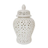 Sagebrook Home 17`` Cut-Out Daisies Temple Jar, White
