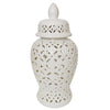 Sagebrook Home 15910-02 24" Cut-Out Daisies Temple Jar, White