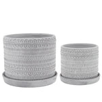 Sagebrook Home Set of 2 Planters W/ Saucer 6/8", White