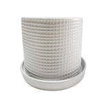 Sagebrook Home 15912-05 6"/8" Weave Planters with Saucer, White, Set of 2