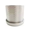 Sagebrook Home Set of 2 Chevron Planters W/ Saucer 6/8", White