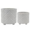 Sagebrook Home Set of 2 Hexagon Footed Planters 6/8", White
