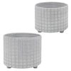 Sagebrook Home Set of 2 Checkered Footed Planters 10/12" White
