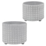Sagebrook Home Set of 2 Checkered Footed Planters 10/12" White